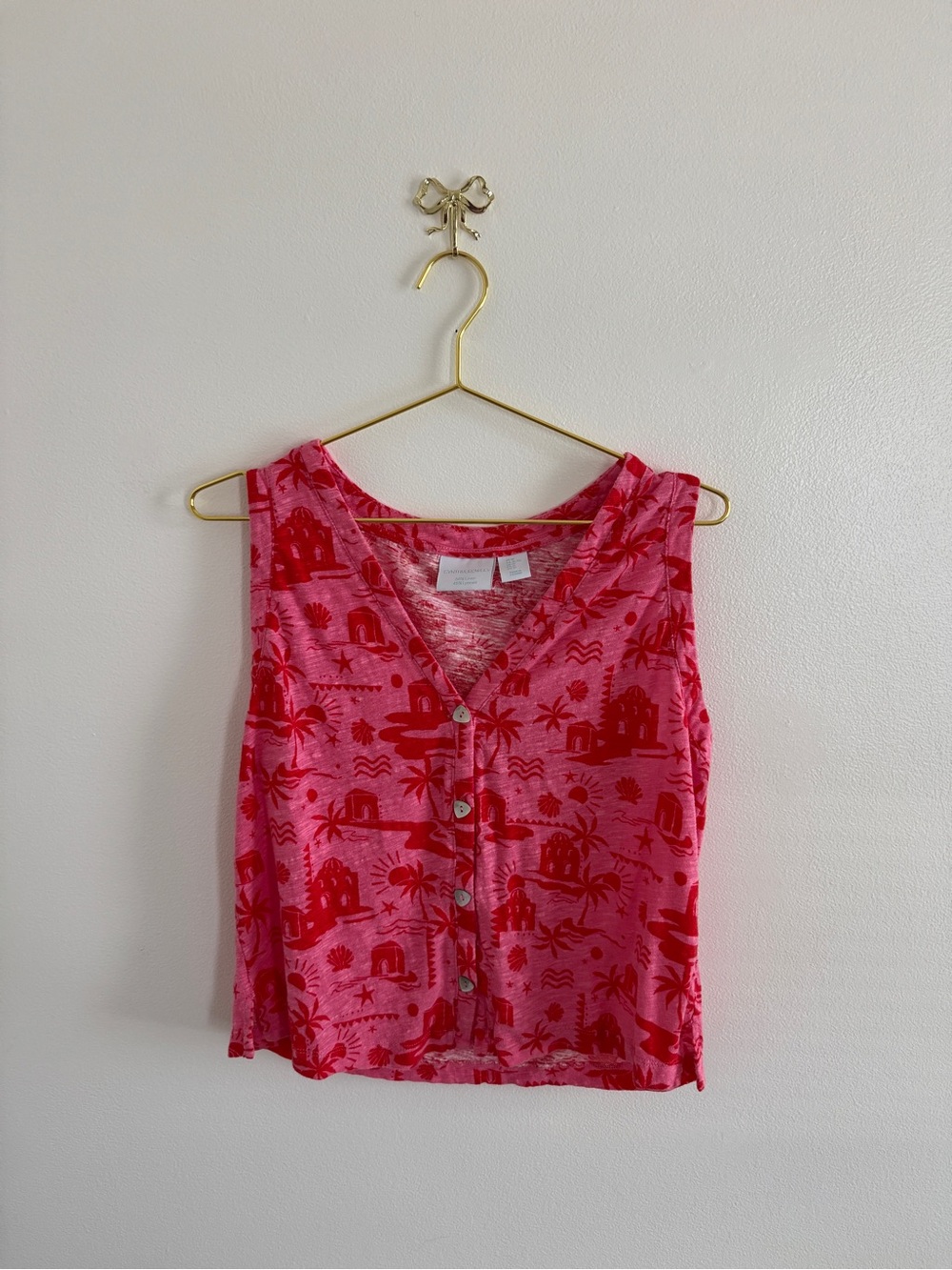Cynthia Rowley pink tropical sleeveless tank XL